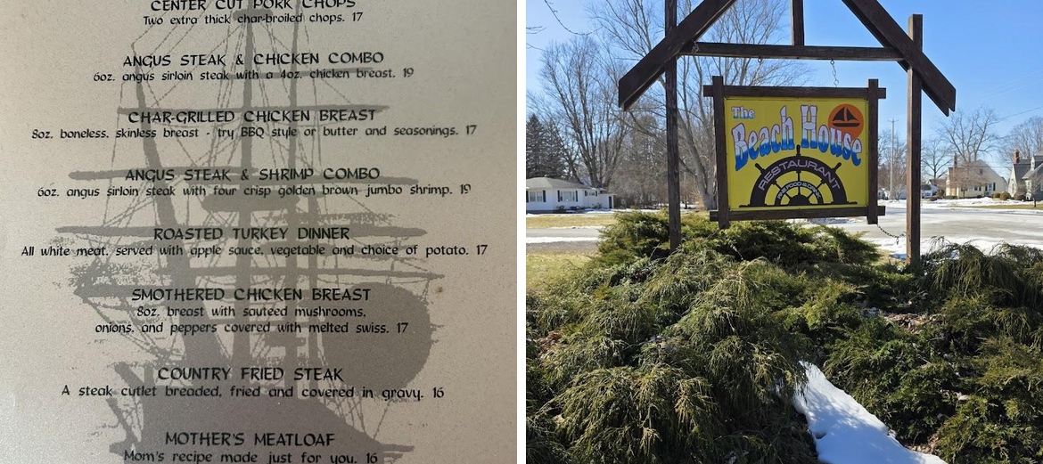 The Beach House Menu